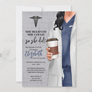 White Coat Médicale School Graduation Invitation