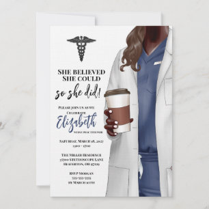 White Coat Médicale School Graduation Invitation