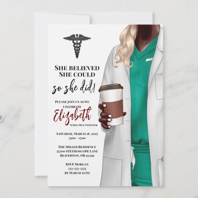 White Coat Médicale School Graduation Invitation (Devant)