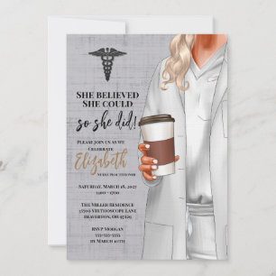 White Coat Médicale School Graduation Invitation