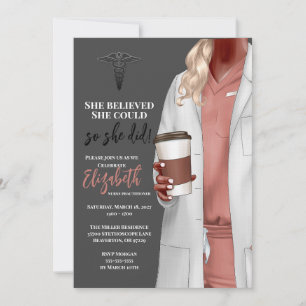 White Coat Médicale School Graduation Invitation