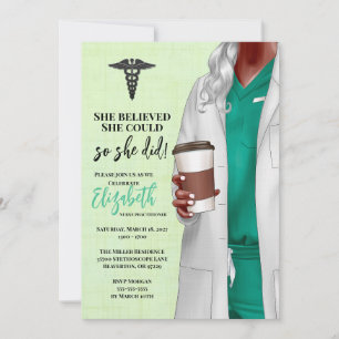 White Coat Médicale School Graduation Invitation
