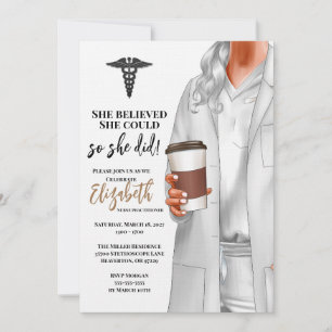 White Coat Médicale School Graduation Invitation