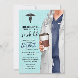 White Coat Médicale School Graduation Invitation