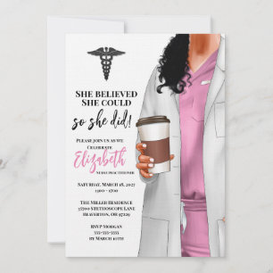 White Coat Médicale School Graduation Invitation