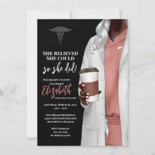 White Coat Médicale School Graduation Invitation