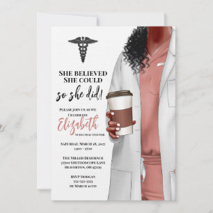 White Coat Médicale School Graduation Invitation