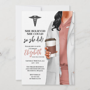 White Coat Médicale School Graduation Invitation