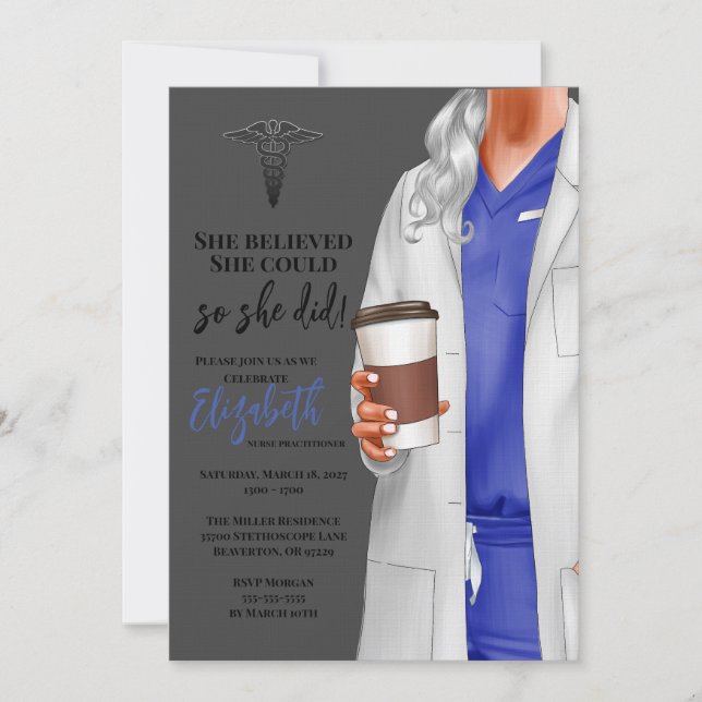 White Coat Médicale School Graduation Invitation (Devant)