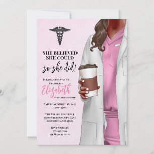 White Coat Médicale School Graduation Invitation