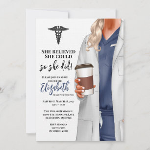 White Coat Médicale School Graduation Invitation