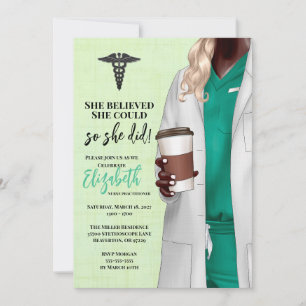 White Coat Médicale School Graduation Invitation