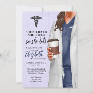 White Coat Médicale School Graduation Invitation