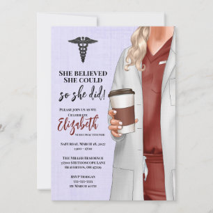 White Coat Médicale School Graduation Invitation