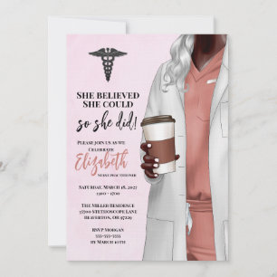 White Coat Médicale School Graduation Invitation