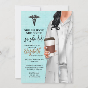 White Coat Médicale School Graduation Invitation