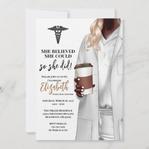 White Coat Médicale School Graduation Invitation