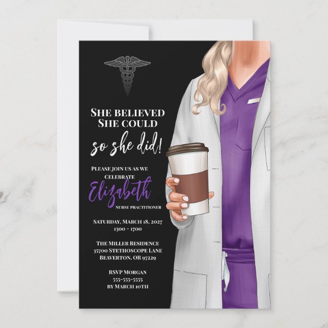 White Coat Médicale School Graduation Invitation (Devant)
