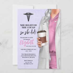 White Coat Médicale School Graduation Invitation