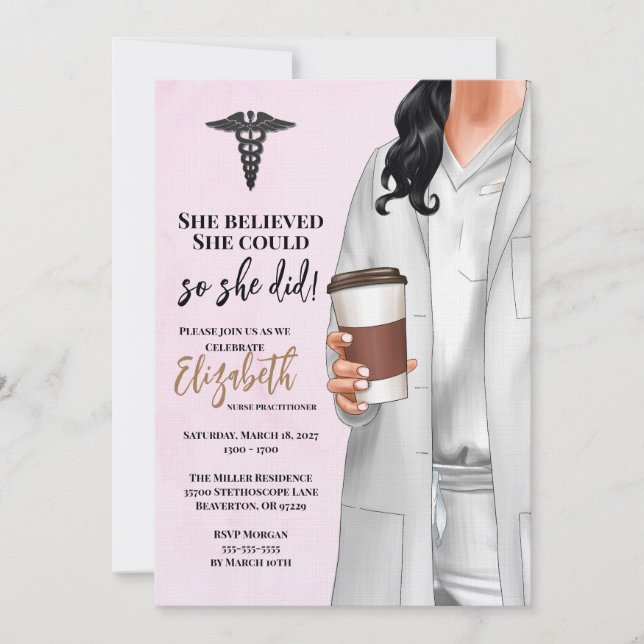 White Coat Médicale School Graduation Invitation (Devant)