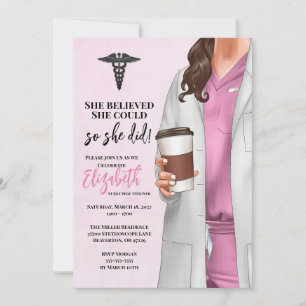 White Coat Médicale School Graduation Invitation