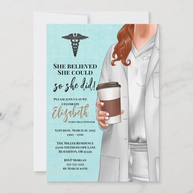 White Coat Médicale School Graduation Invitation (Devant)