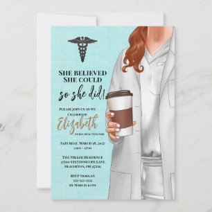 White Coat Médicale School Graduation Invitation