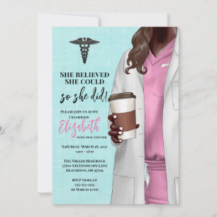 White Coat Médicale School Graduation Invitation