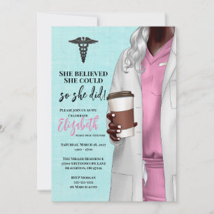 White Coat Médicale School Graduation Invitation