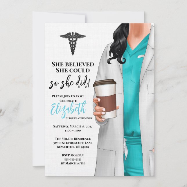 White Coat Médicale School Graduation Invitation (Devant)