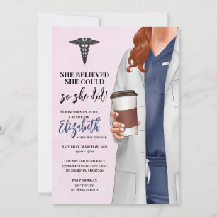 White Coat Médicale School Graduation Invitation