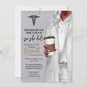 White Coat Médicale School Graduation Invitation