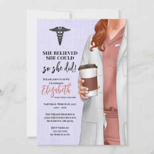 White Coat Médicale School Graduation Invitation