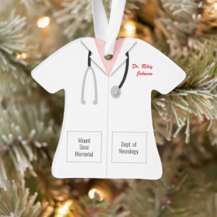 White Coat Pink Shirt Doctor Profession Ornament