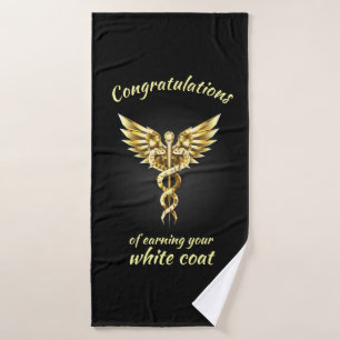 White Coat Zeremonie Gold Medical Badehandtuch