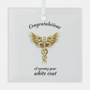 White Coat Zeremonie Gold Medical Ornament Aus Glas