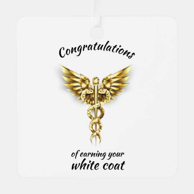 White Coat Zeremonie Gold Medical Ornament Aus Metall (Vorderseite)