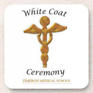 White Coat Zeremonie Gold Medizin, Square Geschenk Untersetzer