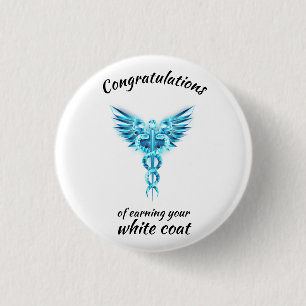 White Coat Zeremonie Kristall Medical Button