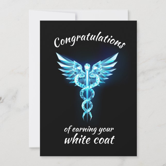 White Coat Zeremonie Kristall Medical Einladung (Vorderseite)
