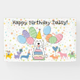 White Cockapoo Cavapoo Dog Geburtstagsparty Banner