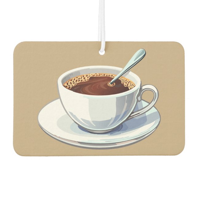White coffee cup on a saucer filled with coffee autolufterfrischer (Vorderseite)