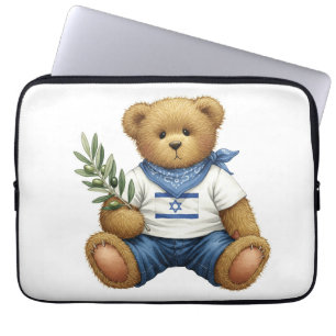 White Collection Teddy mit der israelischen Flagge Laptopschutzhülle
