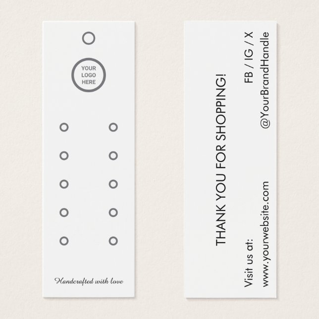 White Compact Multi-Row Earring Displang Hang Card (Vorne & Hinten)