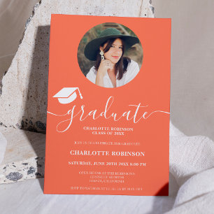 White Coral Graduate Script Foto Abschluss Einladung