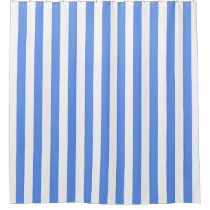 White Cornflower Blue Vertical Stripe NL #0 Duschvorhang