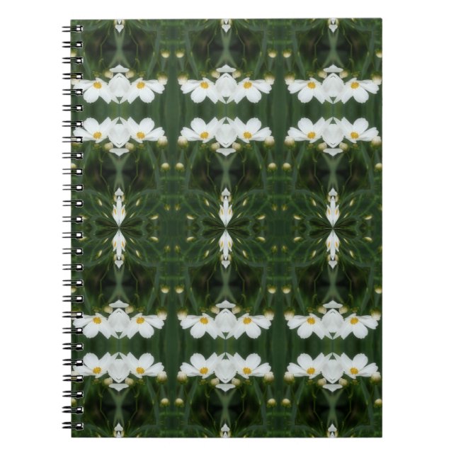 White Cosmos Blume Abstrakt Art Notebook Notizblock (Vorderseite)