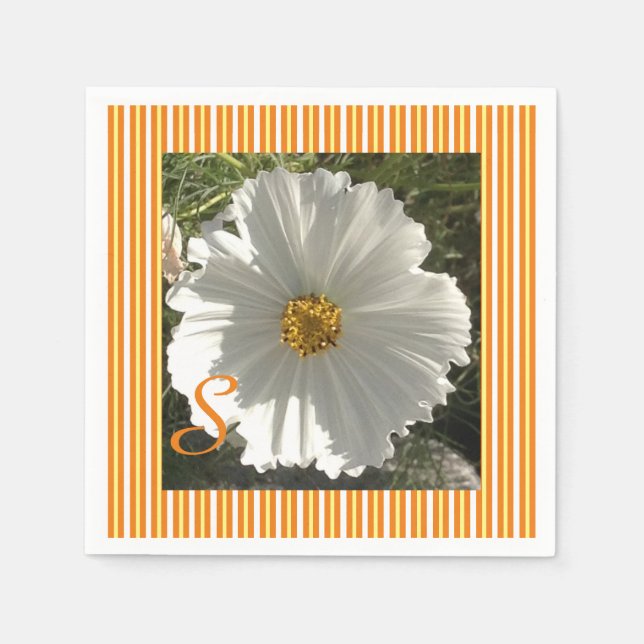 White Cosmos-Blume Serviette (Vorderseite)