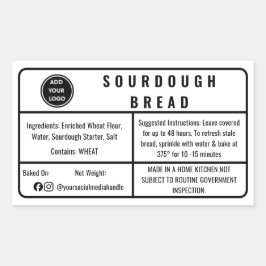 White Cottage Law Bakery Sauerteigbrot Etikett Rechteckiger Aufkleber