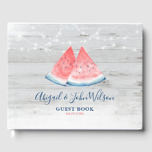 White Country Wood Watermelon Rustic Wedding Gästebuch